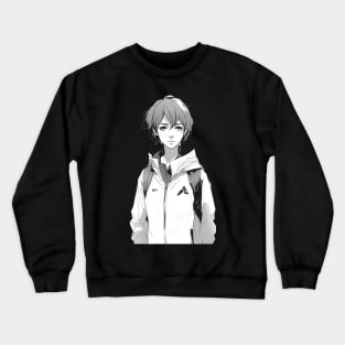 Anime Girl With Sport Jacket 01 Crewneck Sweatshirt